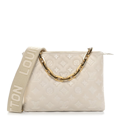 Louis Vuitton Lambskin Embossed Monogram Coussin PM Beige Cream 1 of 12