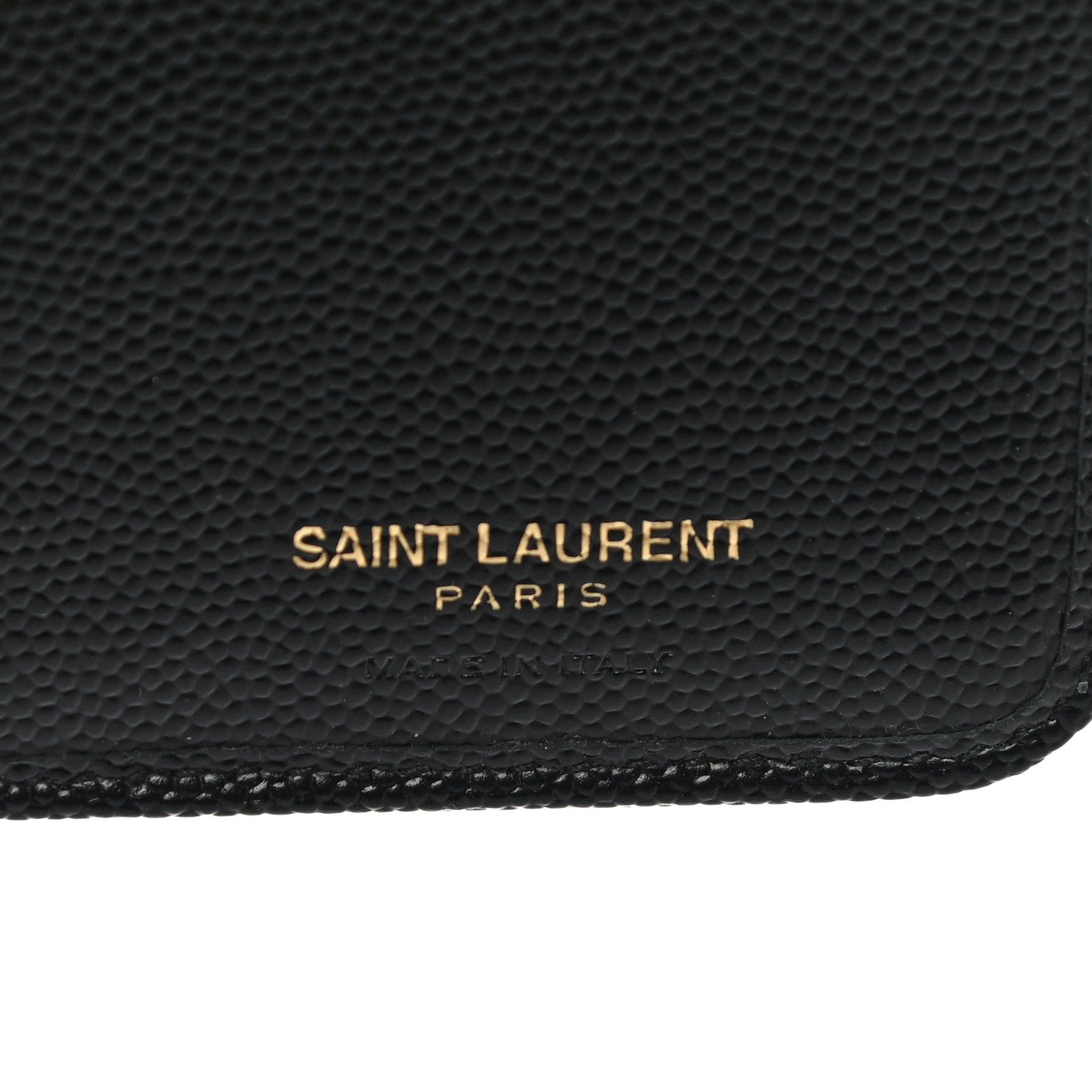 Saint Laurent Grain De Poudre Matelasse Chevron Monogram Compact Zip Around Wallet Black 7 of 11