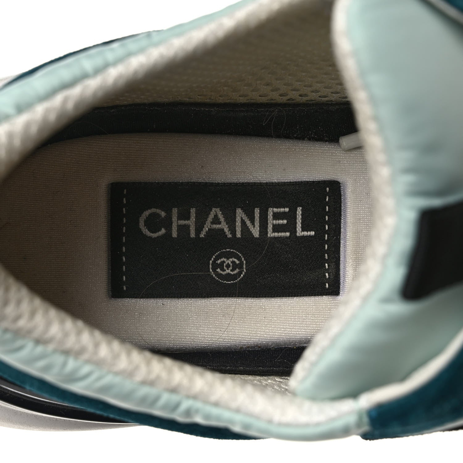 Chanel Nylon Suede Calfskin CC Sneakers 38 Green Light Green 7 of 9