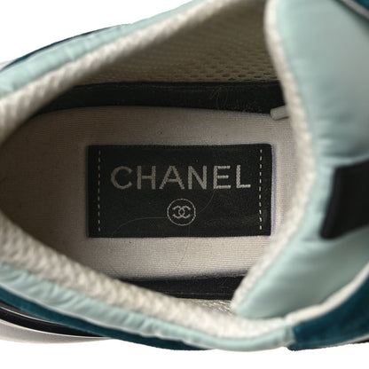Chanel Nylon Suede Calfskin CC Sneakers 38 Green Light Green 7 of 9