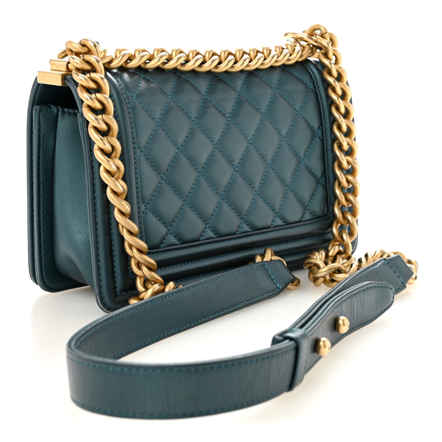 Chanel Metallic Calfskin Quilted Small Boy Flap Blue 3 of 13