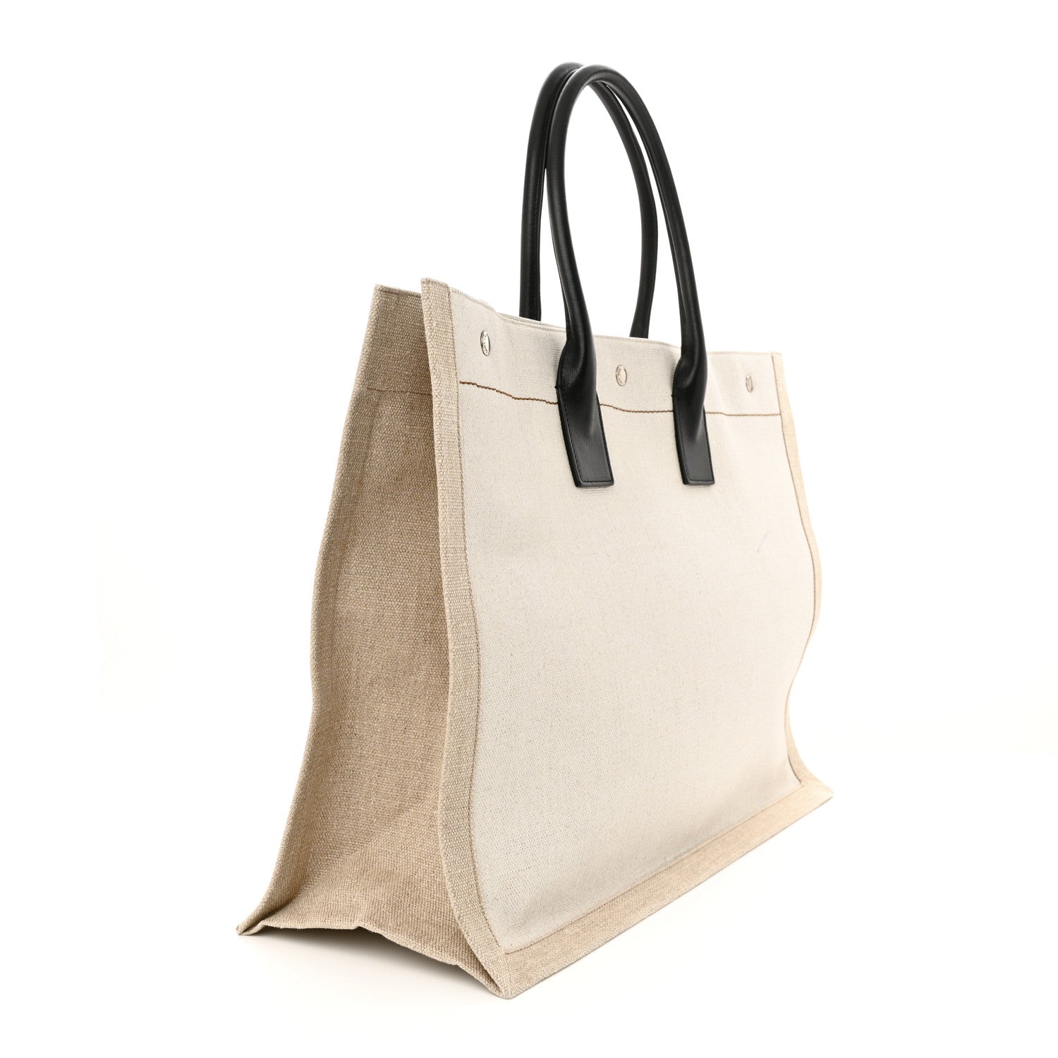 Saint Laurent Linen Calfskin Rive Gauche Tote Optic White 3 of 14
