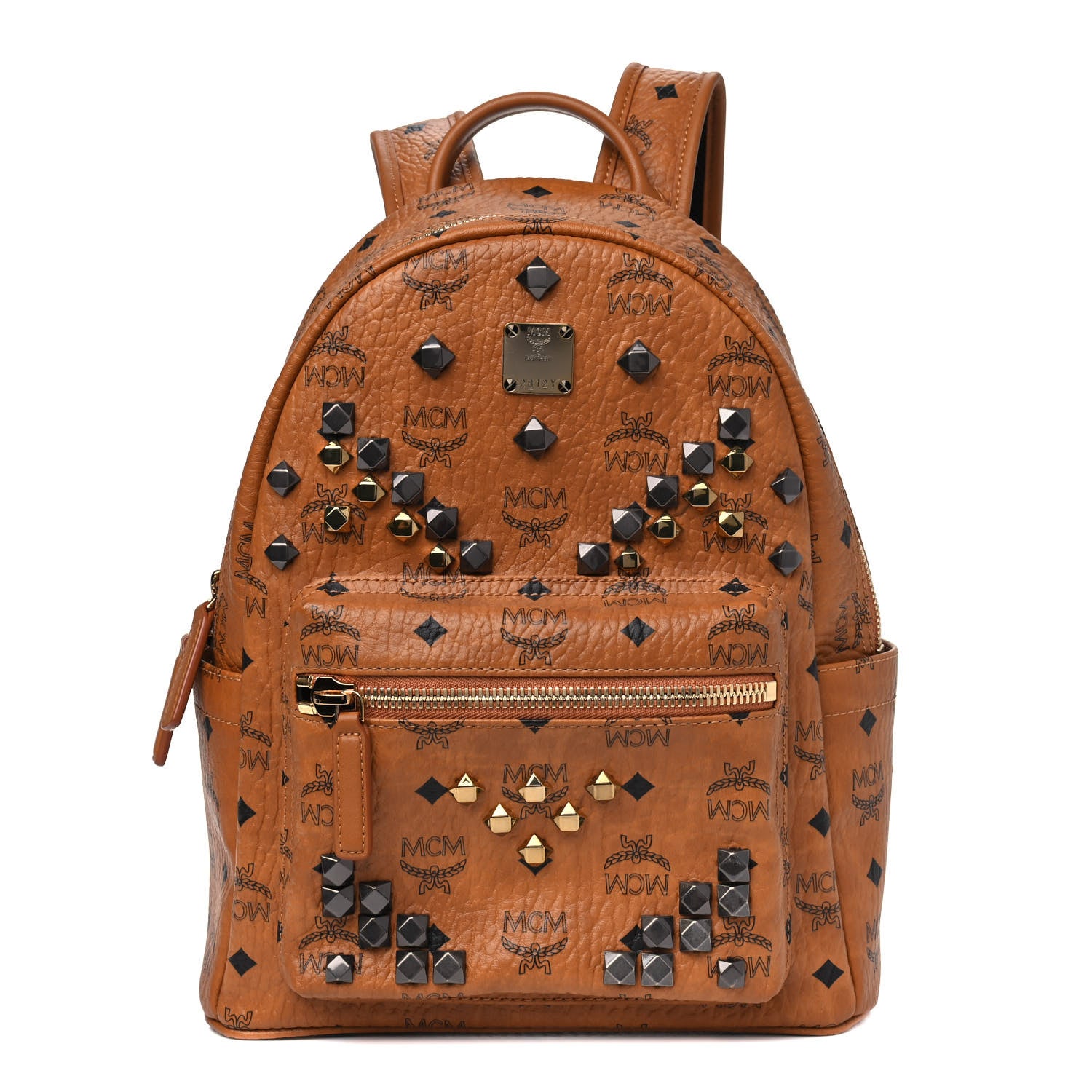 MCM Visetos Studded Small Stark M Backpack Cognac 1 of 4