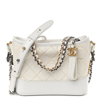 Chanel Aged Calfskin Quilted Small Gabrielle Hobo White 1 of 13