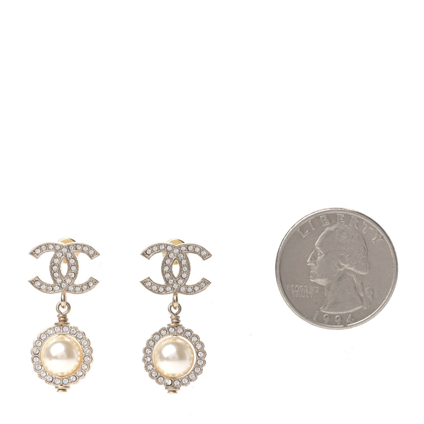 Crystal Pearl CC Lace Camellia Earrings Gold