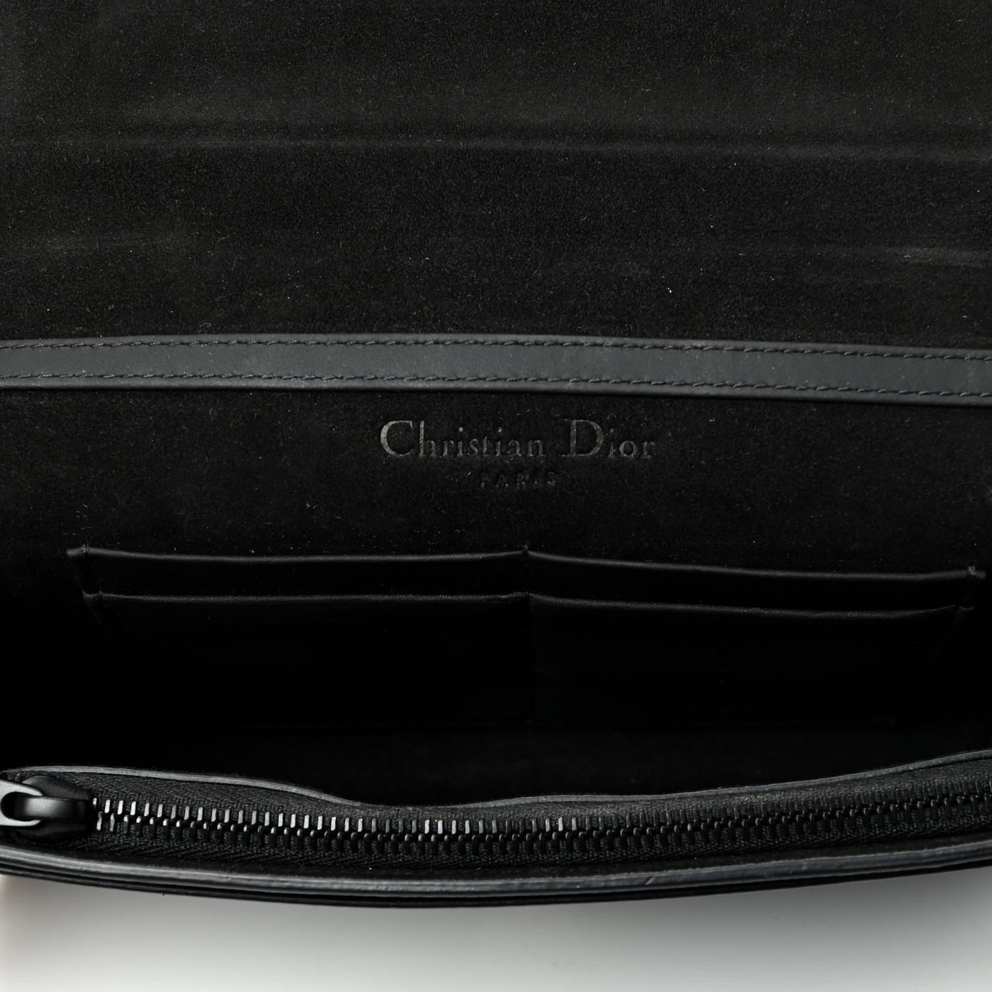 Ultra Matte Calfskin Cannage Studded Lady Dior Wallet on Chain Pouch Black