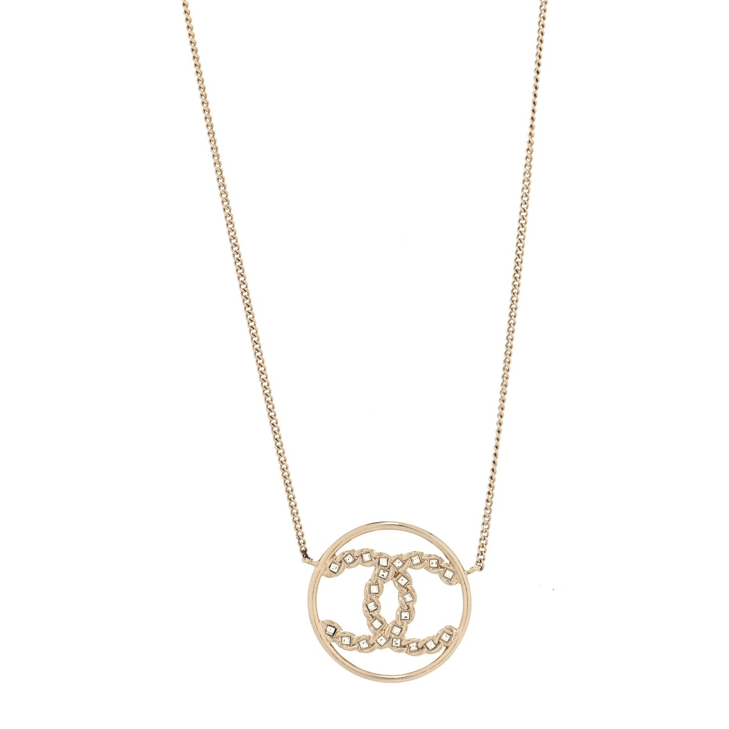 Baguette Crystal High Society CC Pendant Necklace Gold