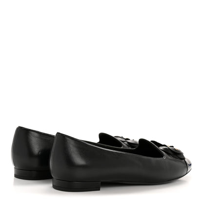 Chanel Lambskin Patent Calfskin Camellia Cap Toe Loafers 38 Black 5 of 10