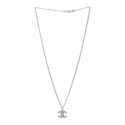 Chanel Crystal Timeless CC Necklace Silver 3 of 5