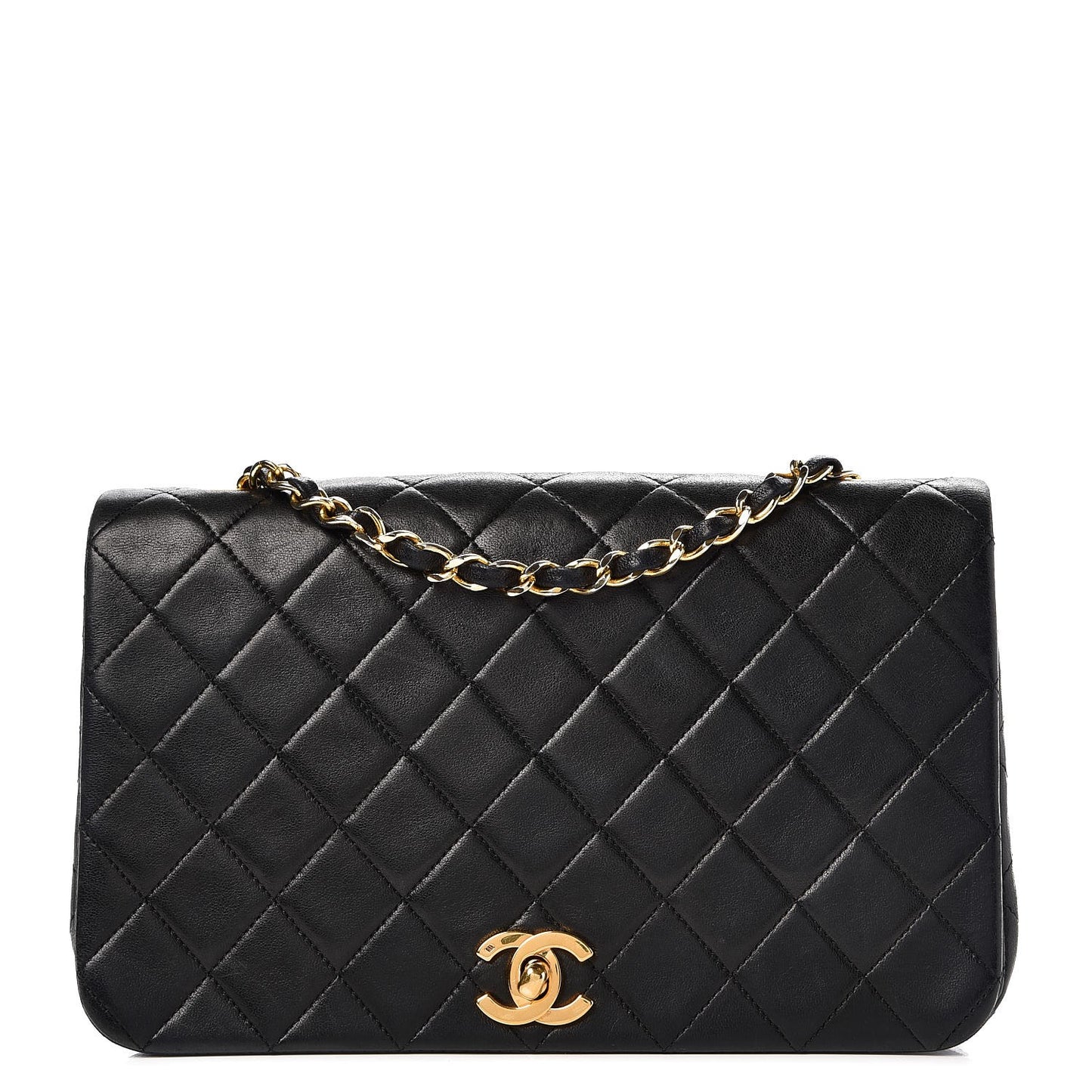 Lambskin Quilted Small Single Flap Black