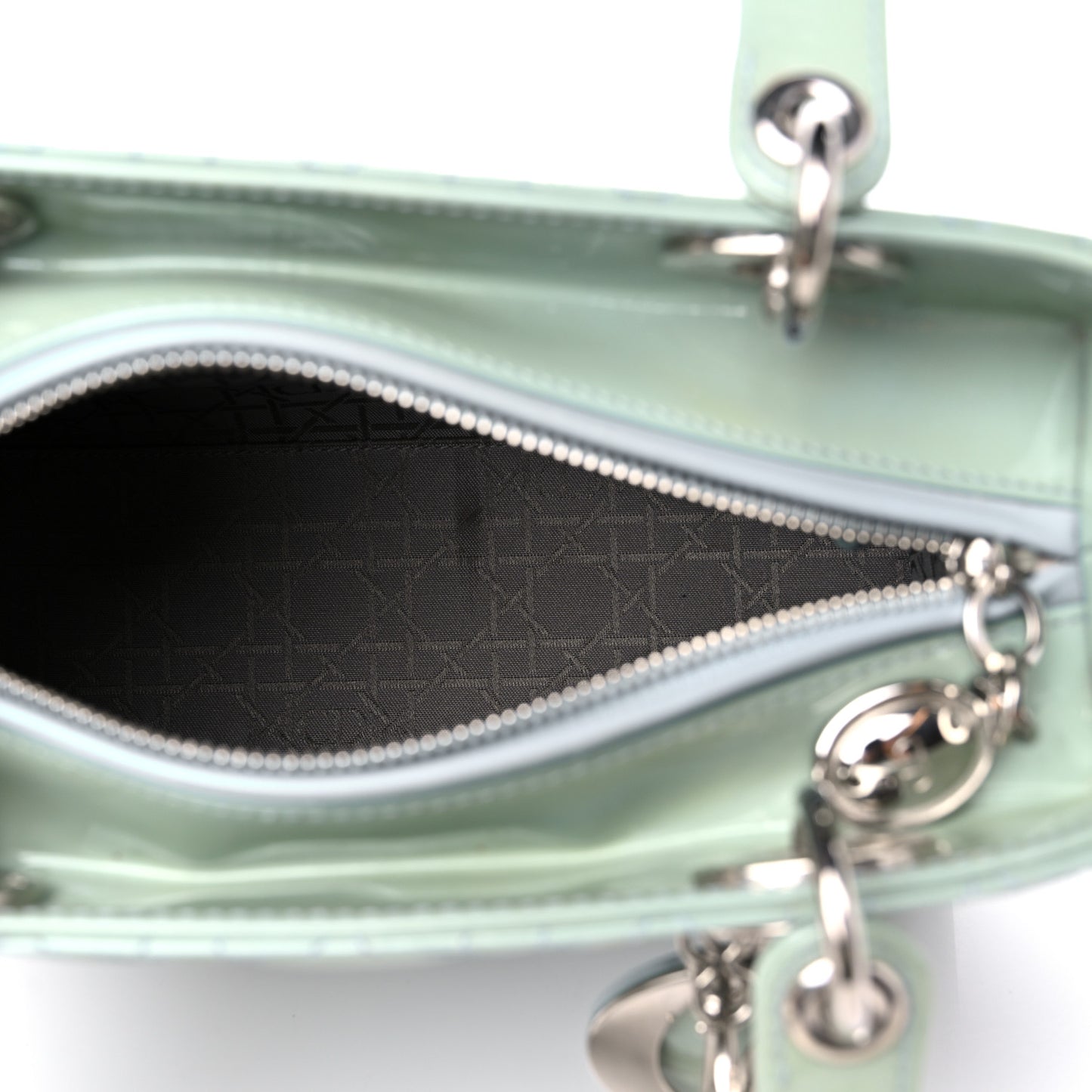 Patent Cannage Medium Lady Dior Blue Alcier