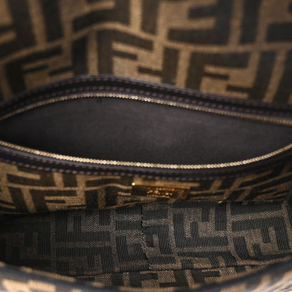 Fendi Fabric Jacquard FF 1974 Medium Baguette Tobacco Moro Black 5 of 9