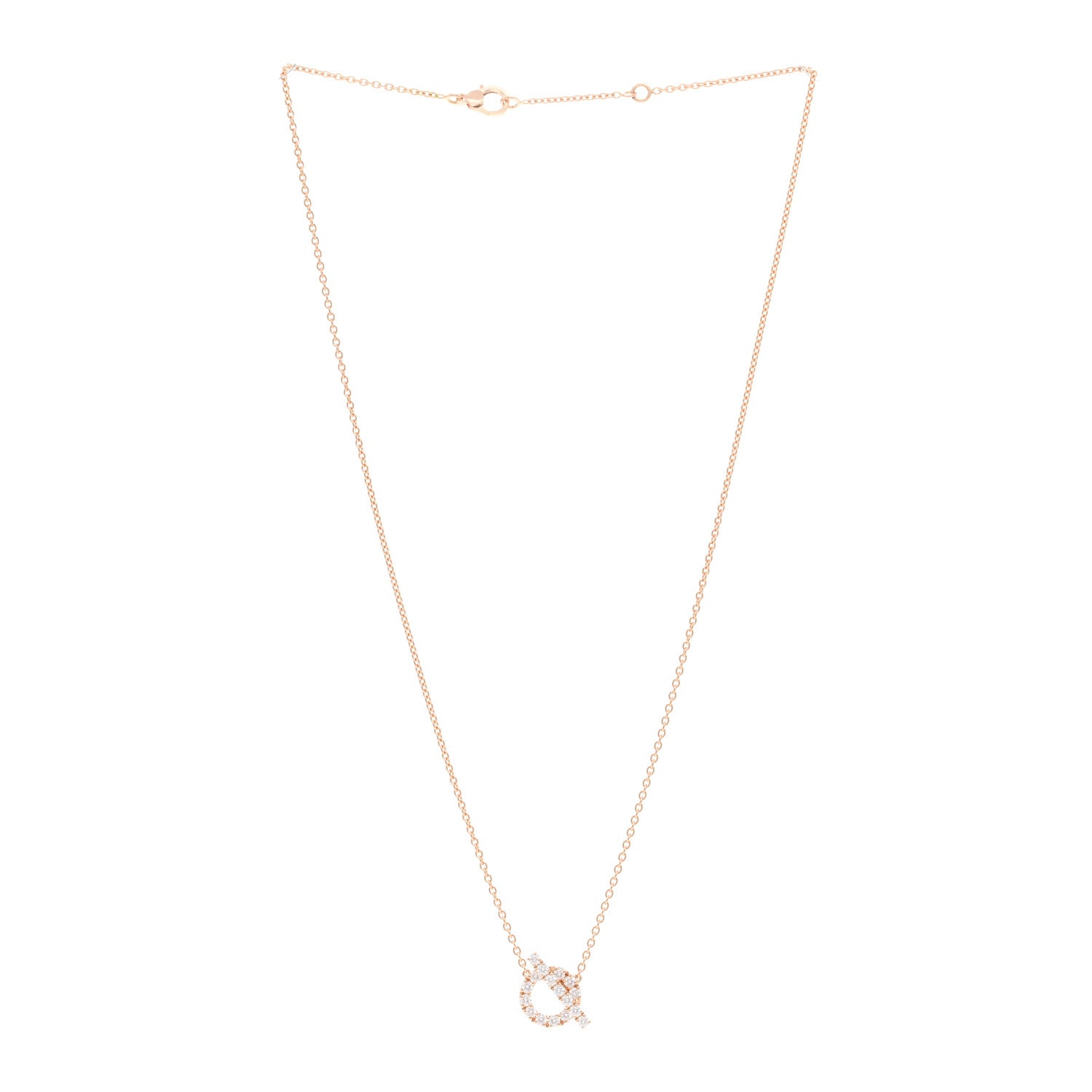 Hermes 18K Rose Gold Diamond Finesse Pendant Necklace 3 of 6