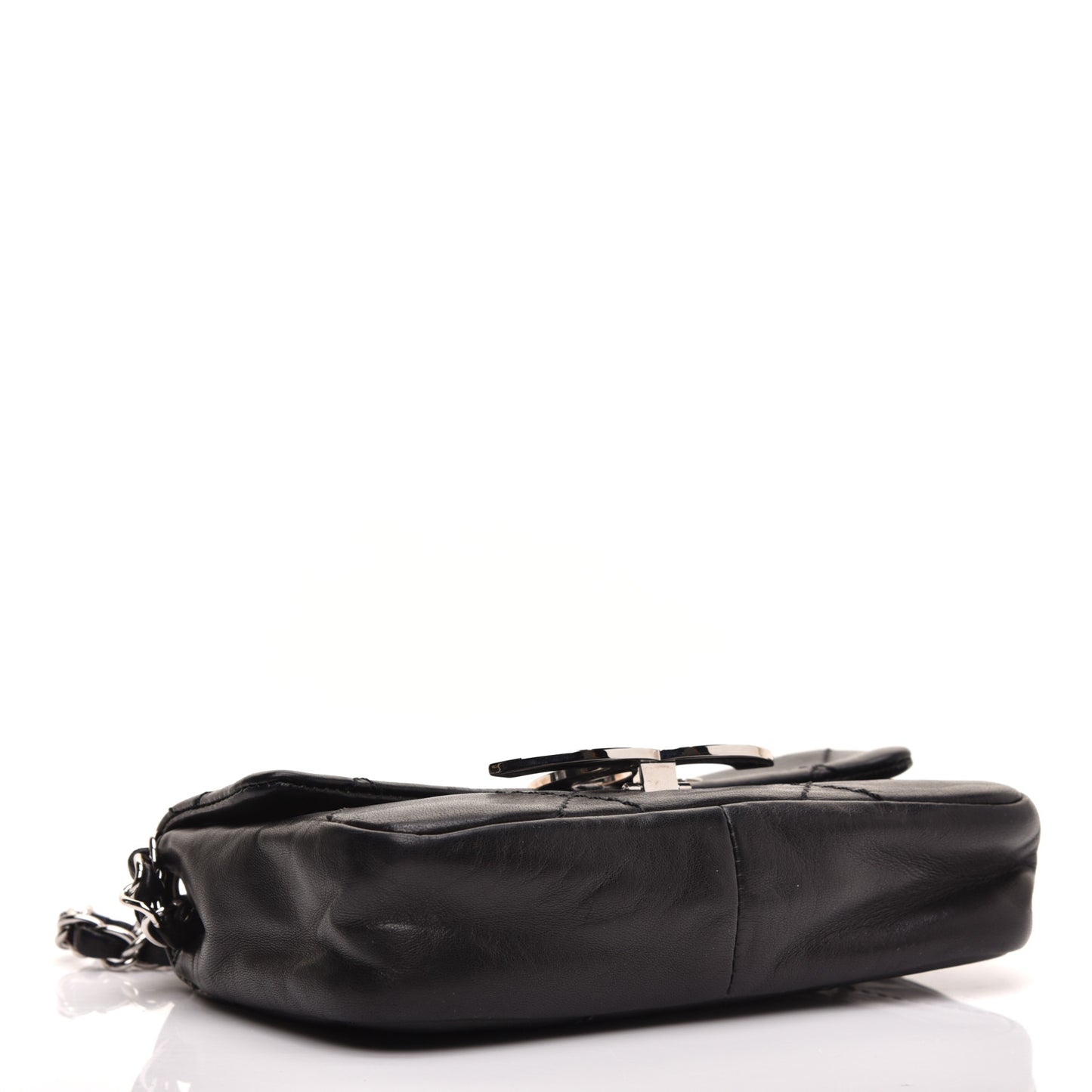 Lambskin Diamond Stitched Mini Flap Black