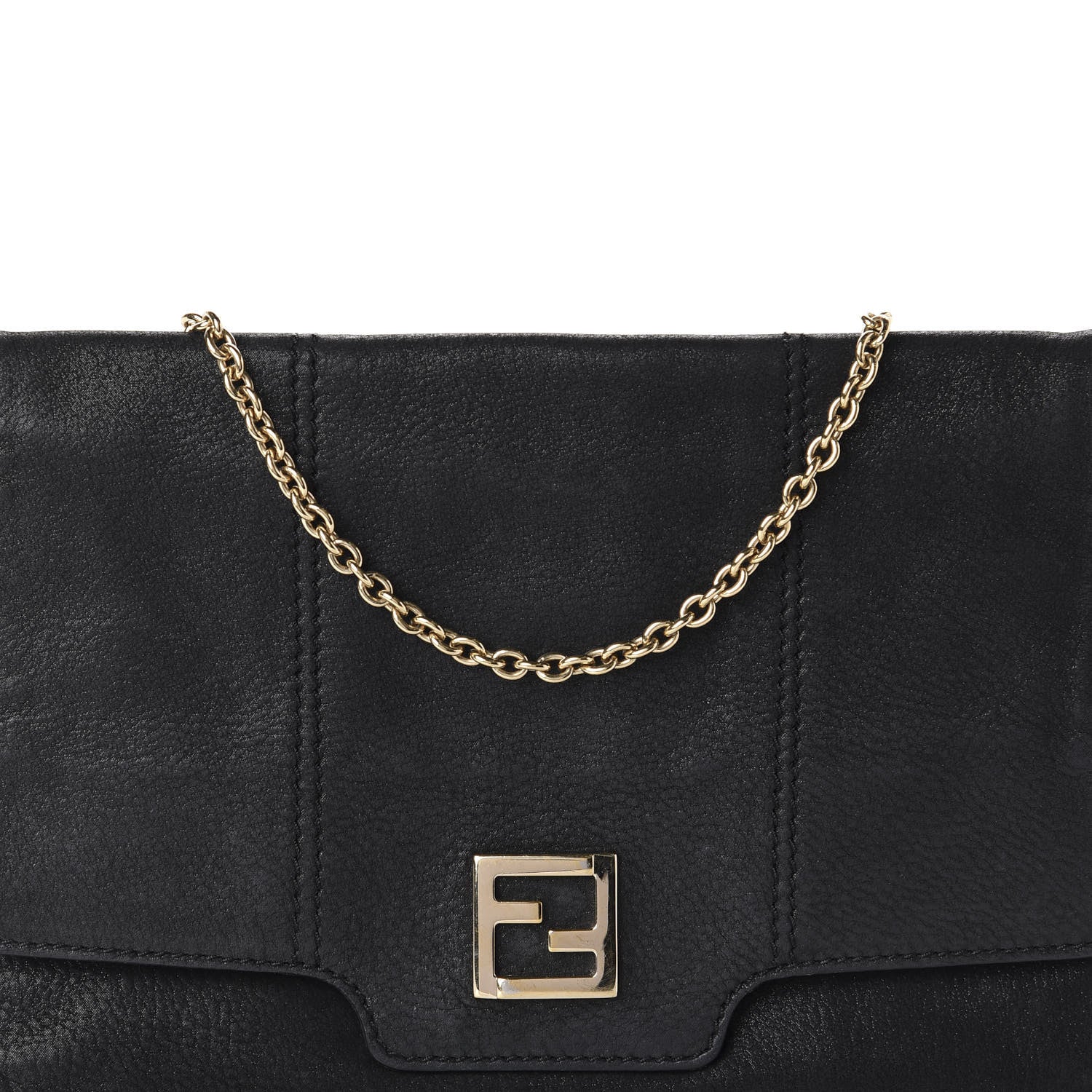 Fendi Metallic Nubuck Chain Shoulder Bag Black 10 of 10
