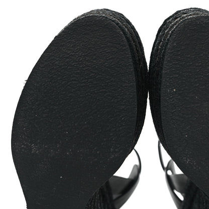 Saint Laurent Calfskin Tribute 95 Platform Espadrille Wedge Sandals 39 Black 8 of 8