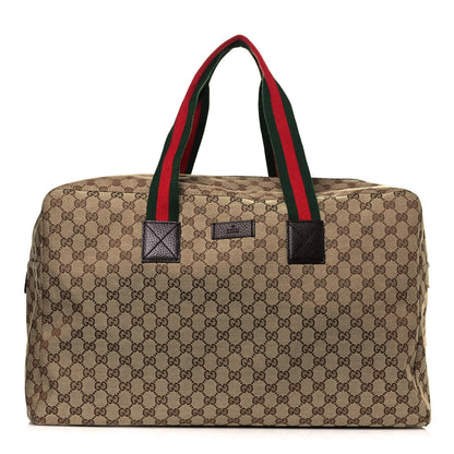 Gucci GG Monogram Web Large Collapsible Carry On Duffle Beige Brown 1 of 11