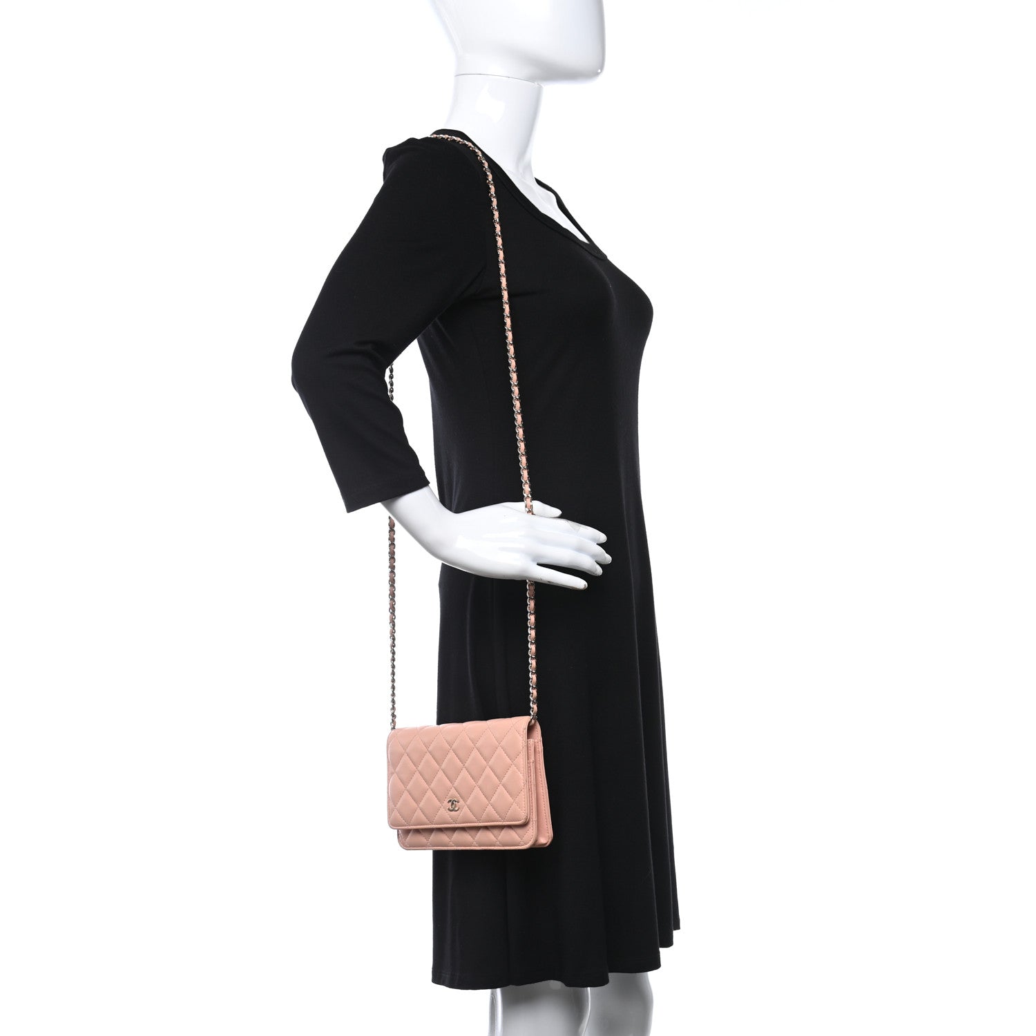 Chanel Lambskin Quilted Wallet On Chain WOC Pink 2 of 10