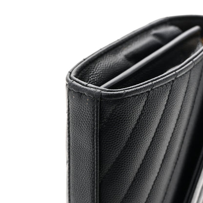 Saint Laurent Grain De Poudre Matelasse Chevron Monogram Chain Wallet Black 15 of 15