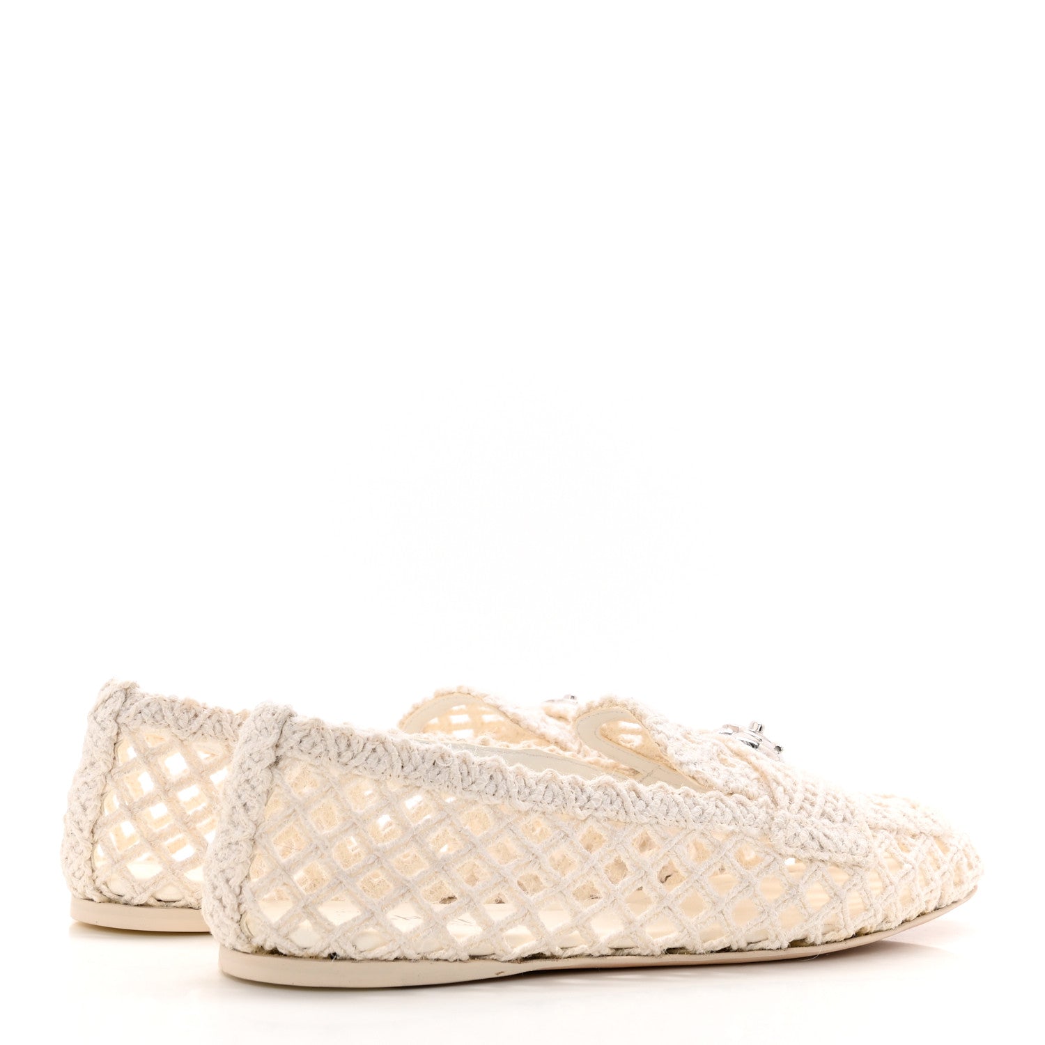 Chanel Raffia Braided CC Mocassin Loafers 41 White 4 of 15