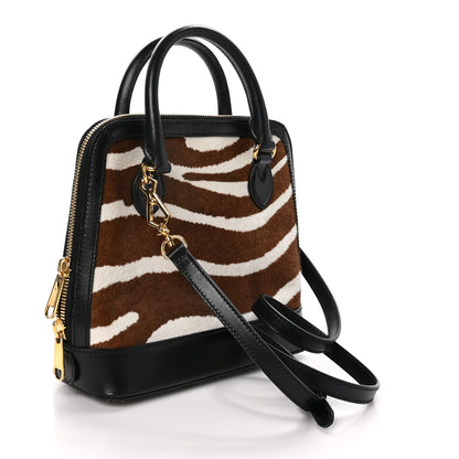 Gucci Pony Hair Zebra Striped Small Horsebit 1955 Top Handle Bag White Brown Black 3 of 10