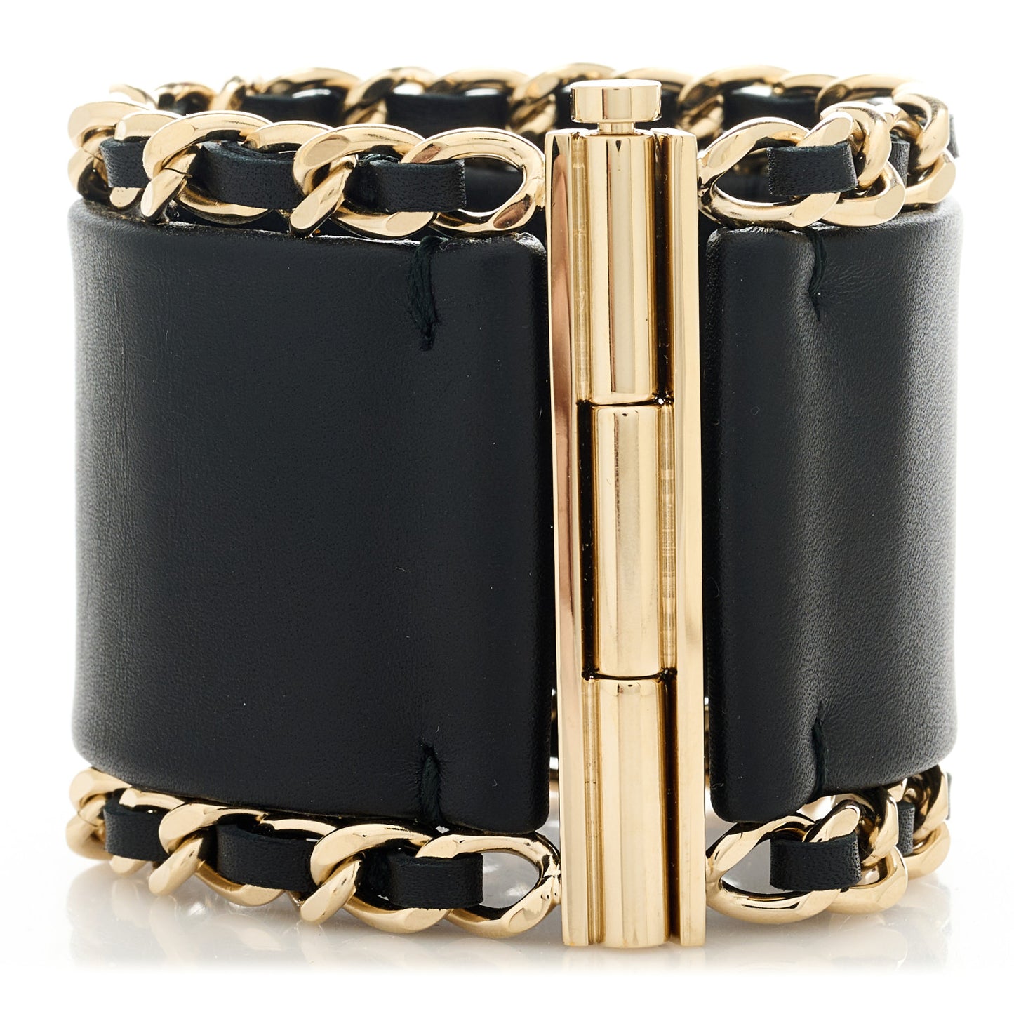 Lambskin Chain CC Cuff Black Gold