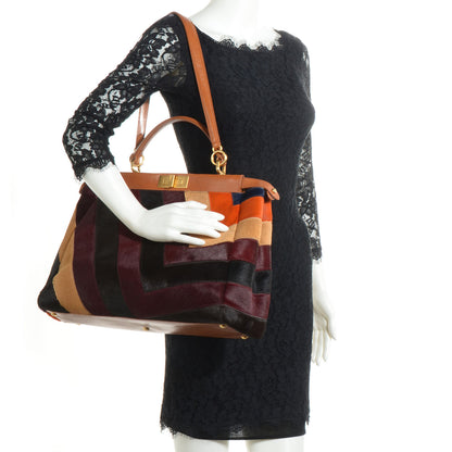 Fendi Calf Hair Patchwork Large Peekaboo Iconic Satchel Multicolor 2 of 10