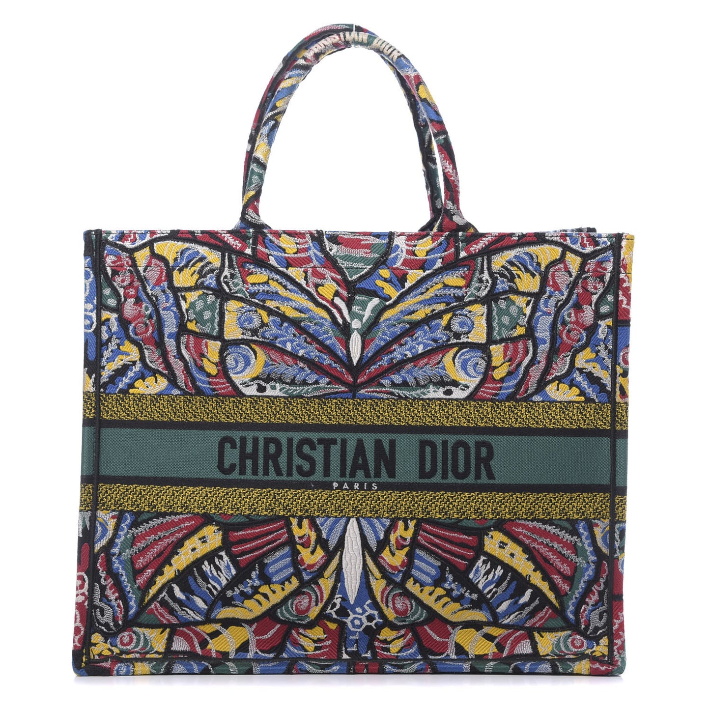 Canvas Embroidered Butterfly Book Tote Black Multicolor