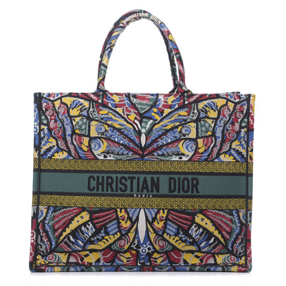Christian Dior Canvas Embroidered Butterfly Book Tote Black Multicolor 1 of 10
