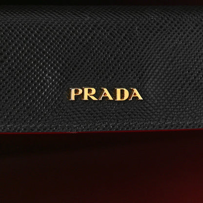 Prada Saffiano Cuir Small Double Bag Black Fuoco 6 of 8