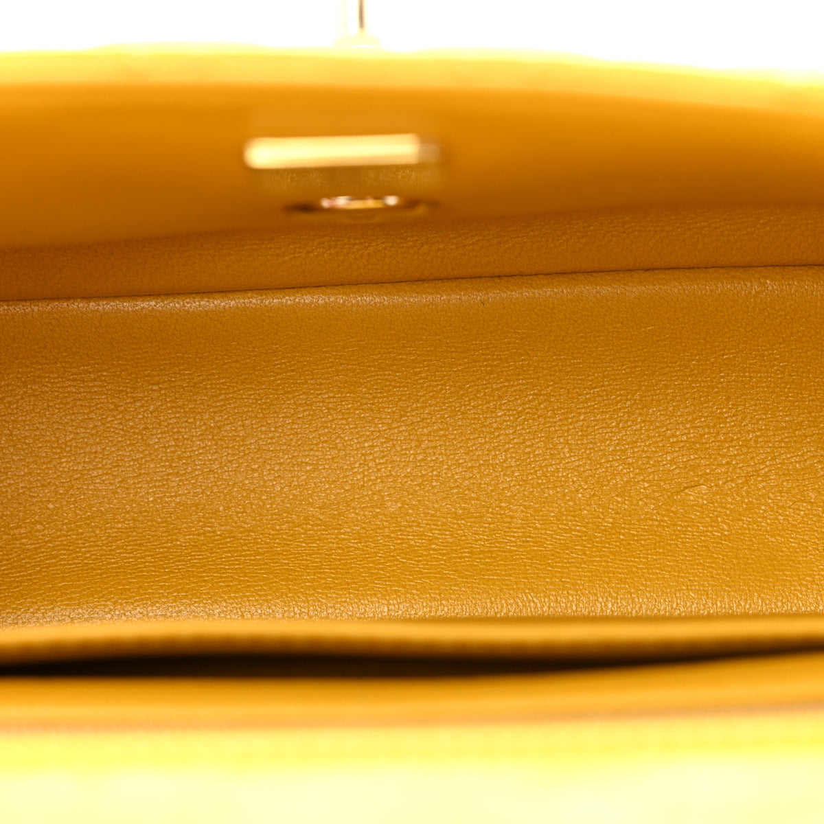 Lambskin Quilted Mini Top Handle Rectangular Flap Yellow