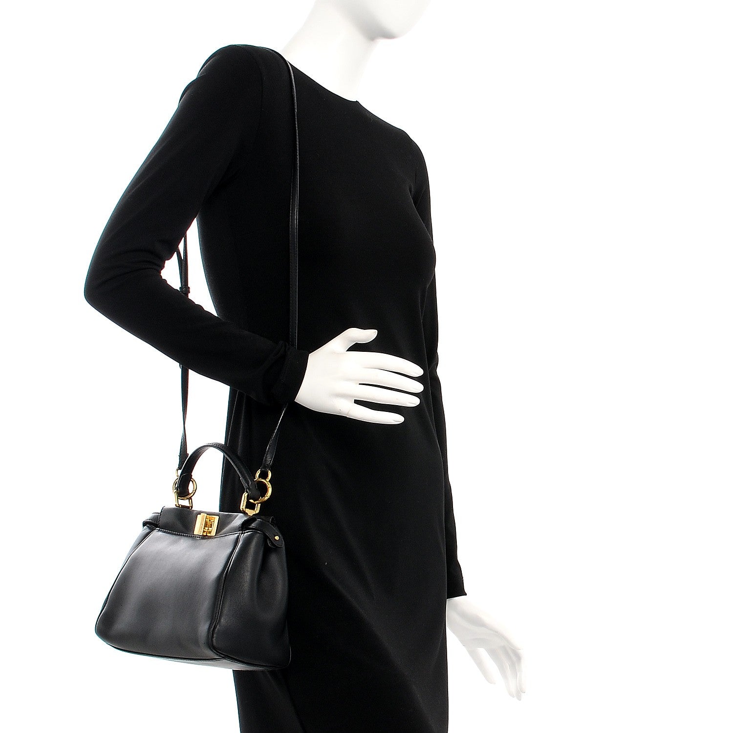 Fendi Nappa Mini Peekaboo Iconic Satchel Black 2 of 8