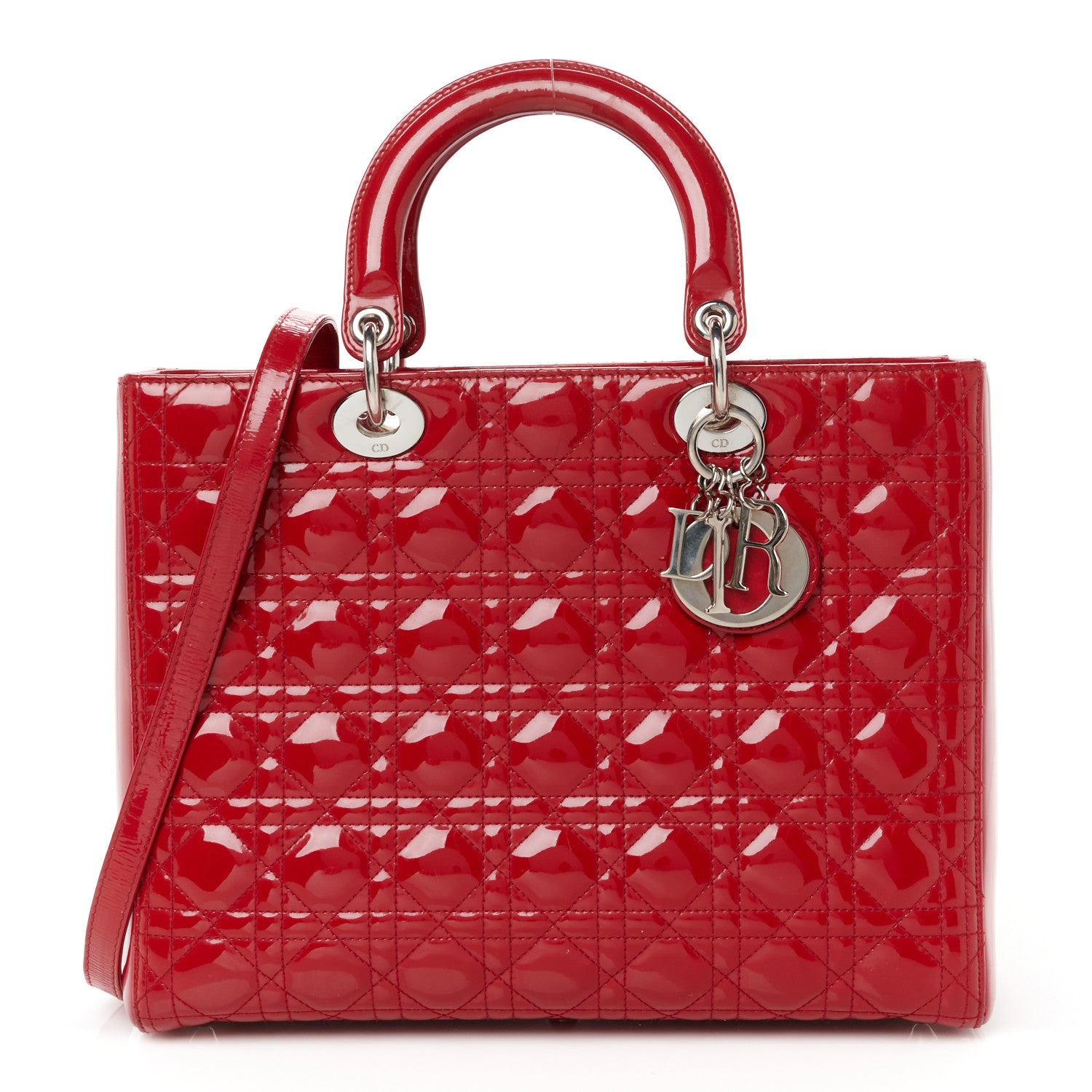 Christian Dior Patent Cannage Large Lady Dior Red 1 of 11