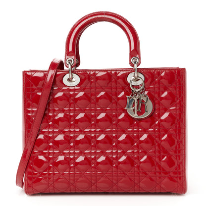 Christian Dior Patent Cannage Large Lady Dior Red 1 of 11