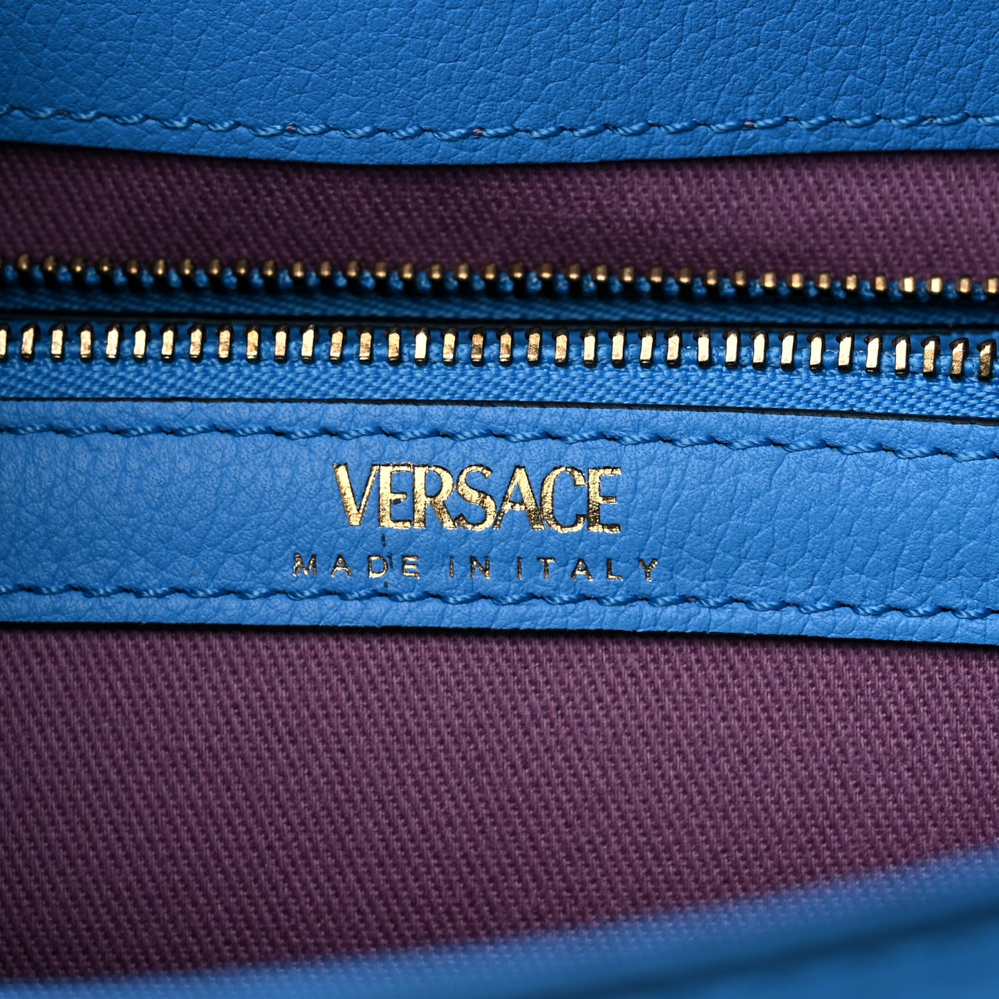 Grained Calfskin Canvas Medium La Medusa Chain Top Handle Handbag Rope Blue