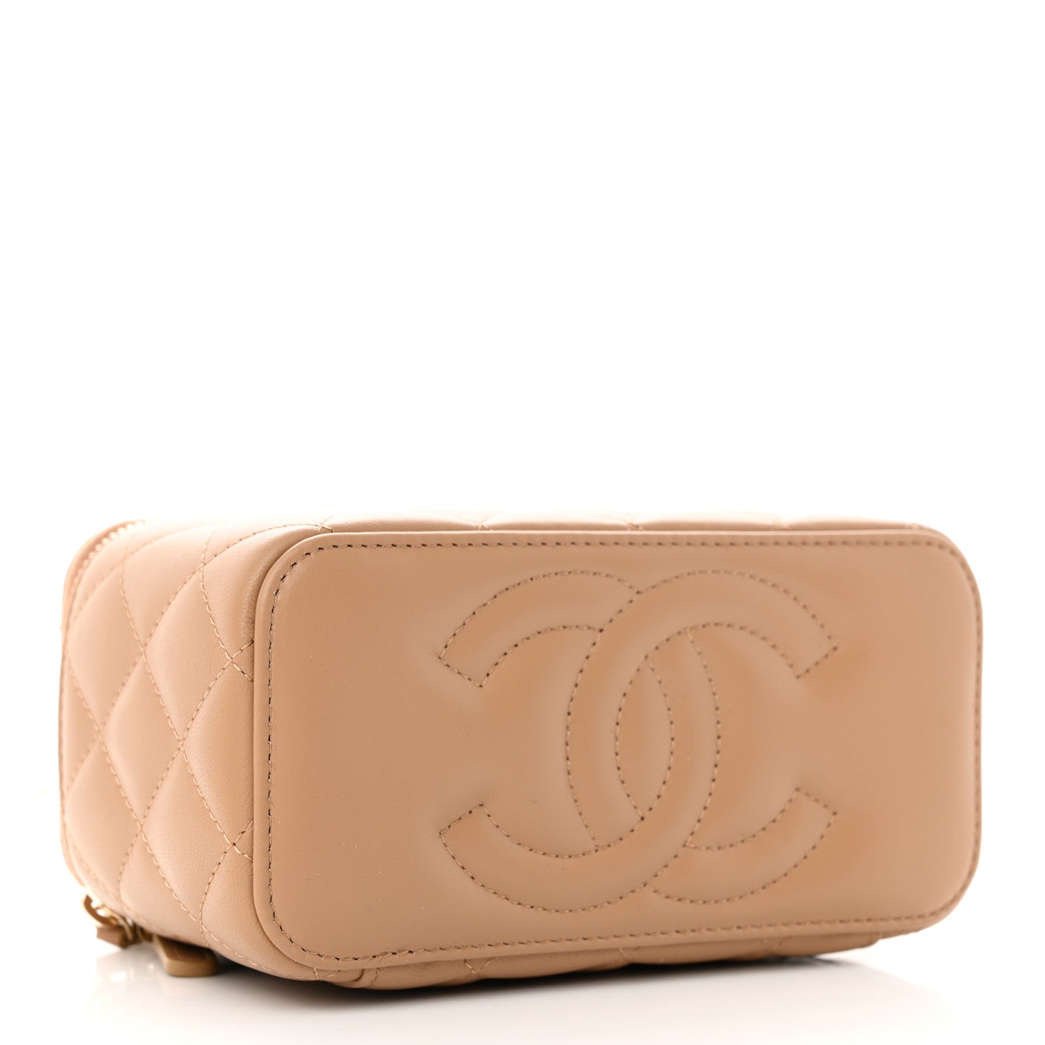 Chanel Lambskin Quilted Pearl Crush Small Vanity Case With Chain Beige 4 of 11