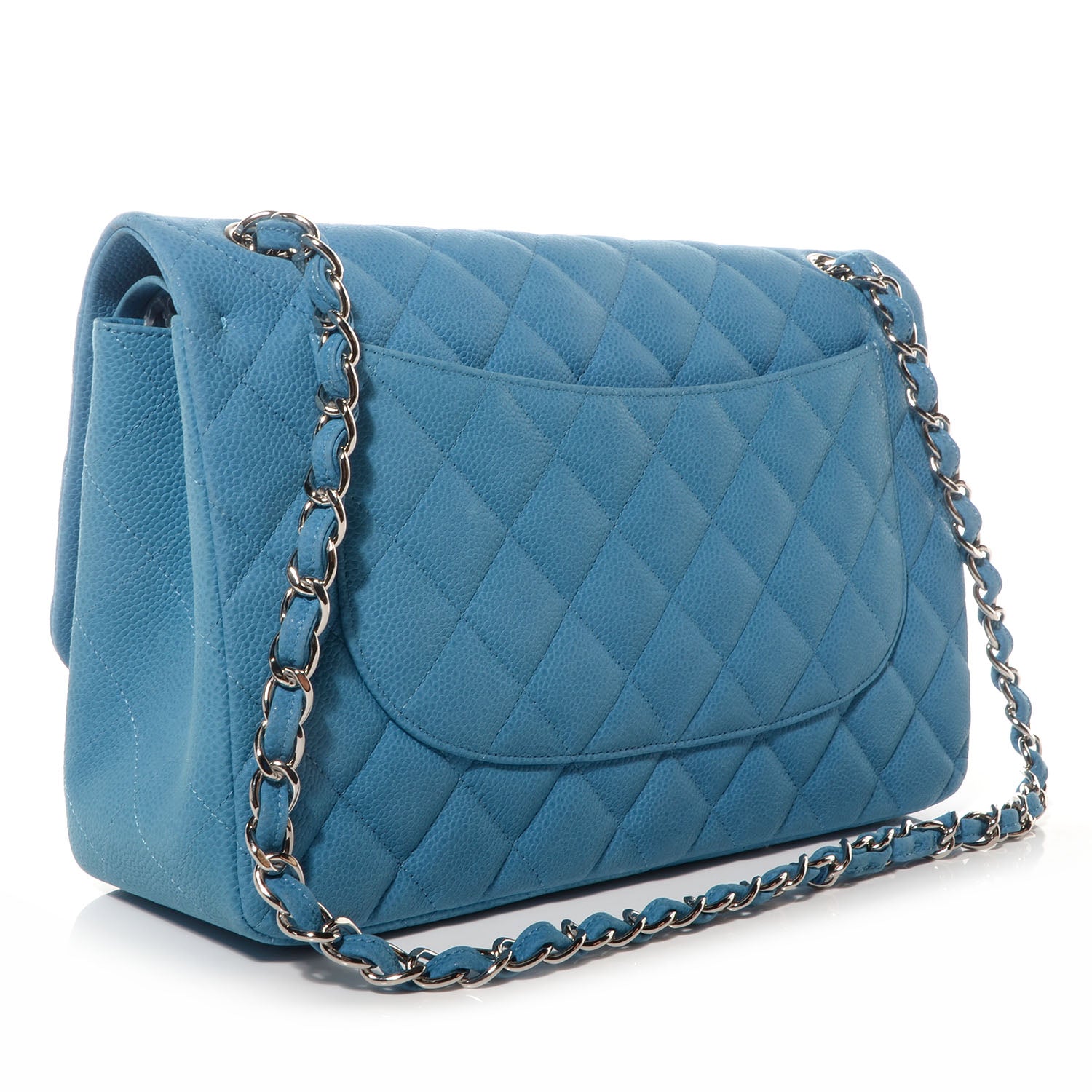 Chanel Iridescent Caviar Jumbo Double Flap Blue 3 of 10