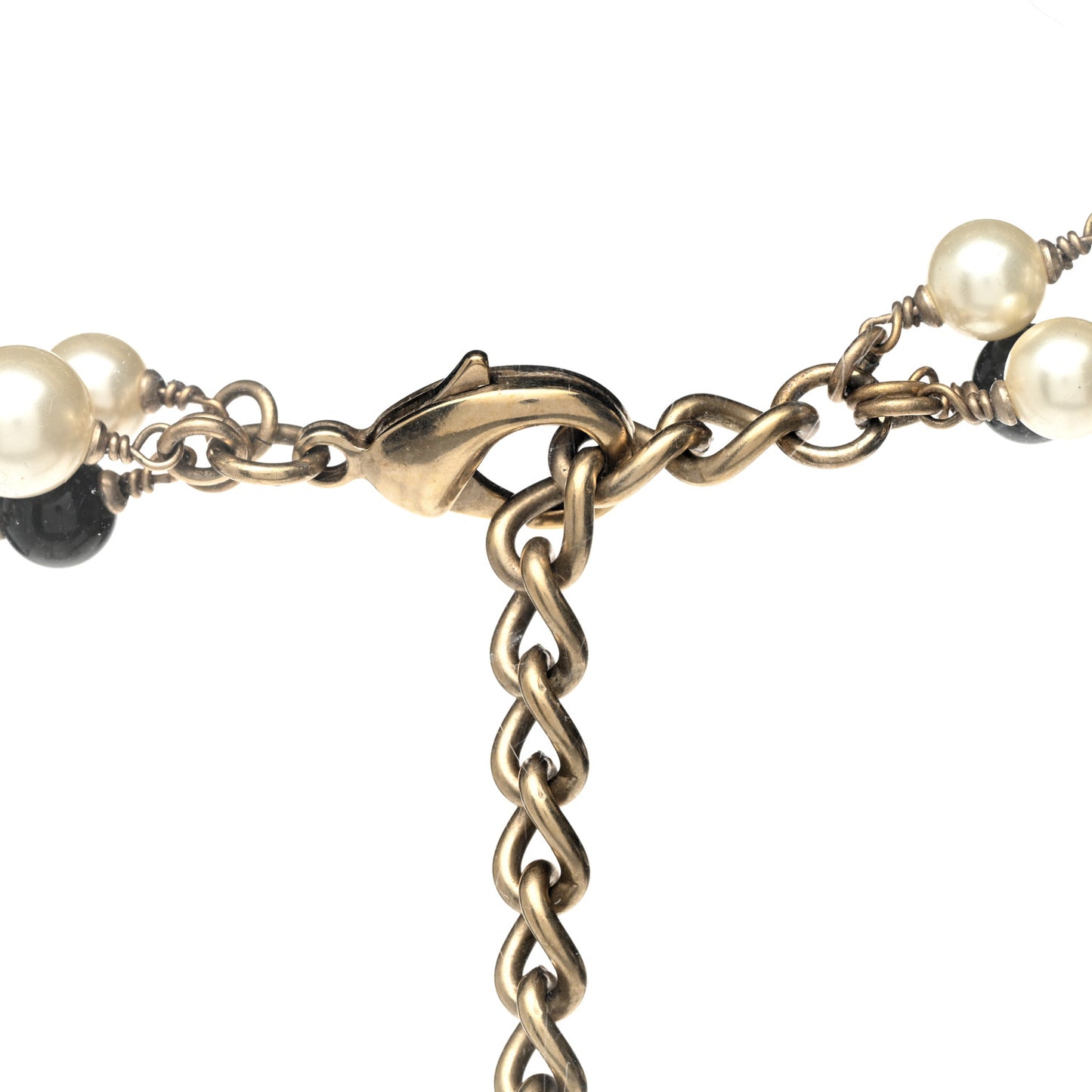 Pearl CC 100th Anniversary Coco Charm Necklace Black Beige Gold