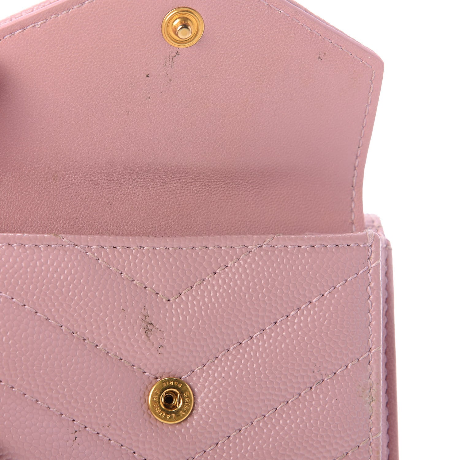 Saint Laurent Grain De Poudre Matelasse Chevron Monogram Tiny Wallet Tender Pink 10 of 10