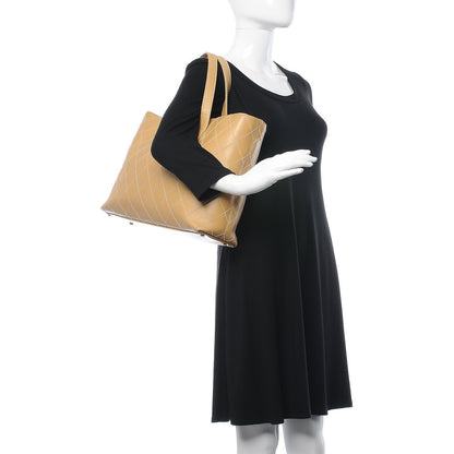 Chanel Calfskin Contrast Stitch Surpique Tote Beige 2 of 14