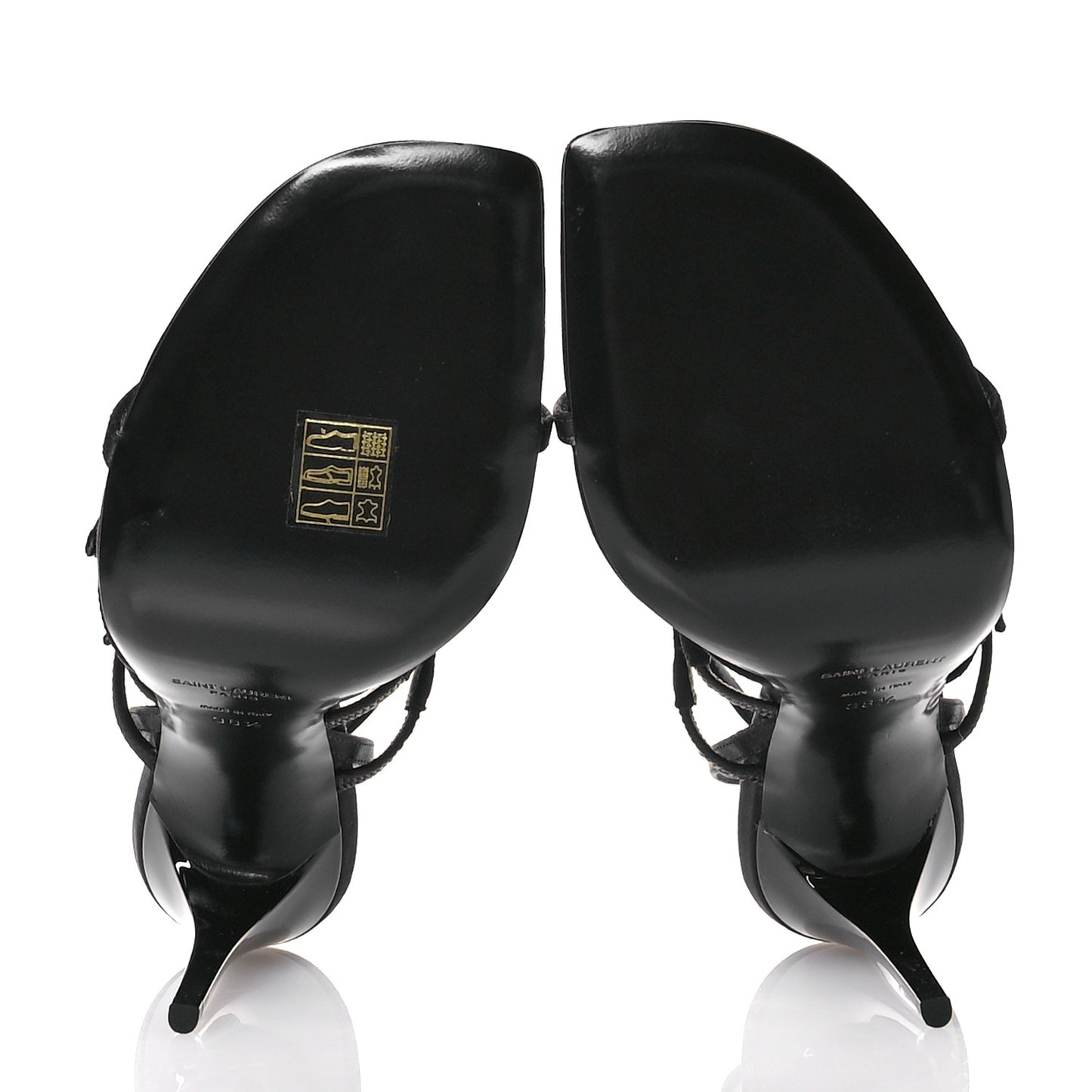 Crepe Satin Crystal Logo Jerry 110 Ankle Strap Sandals 38.5 Black