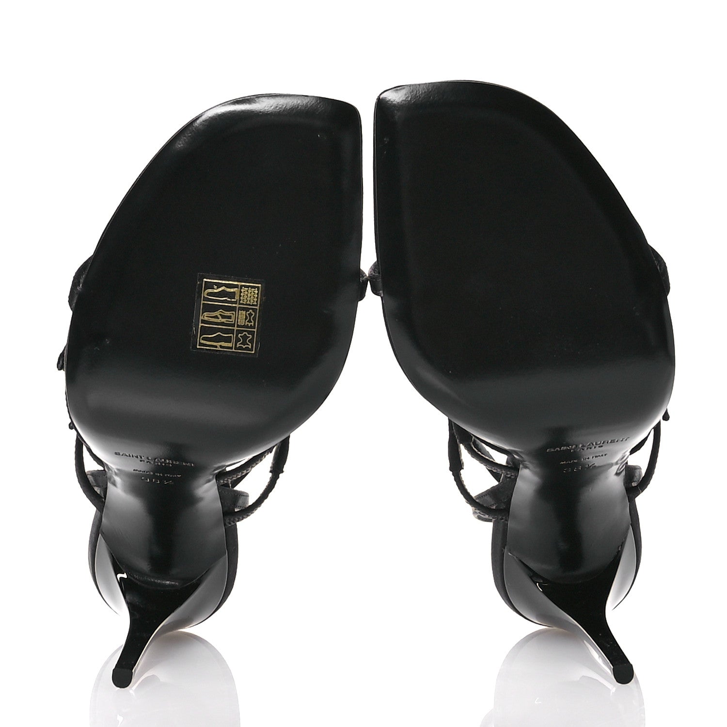 Saint Laurent Crepe Satin Crystal Logo Jerry 110 Ankle Strap Sandals 38.5 Black 6 of 8