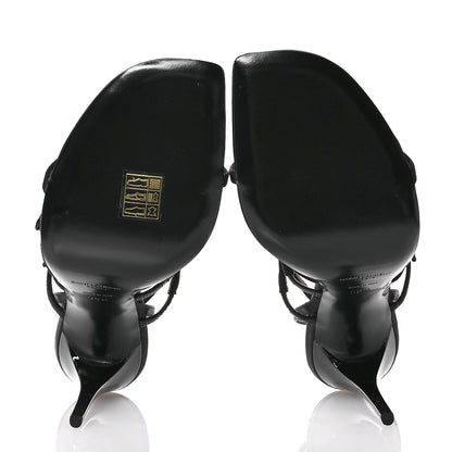 Saint Laurent Crepe Satin Crystal Logo Jerry 110 Ankle Strap Sandals 38.5 Black 6 of 8