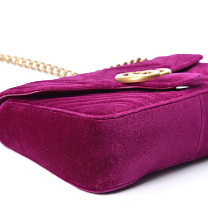 Gucci Velvet Matelasse Small GG Marmont Shoulder Bag Fuchsia Violet Cyclamen 7 of 9