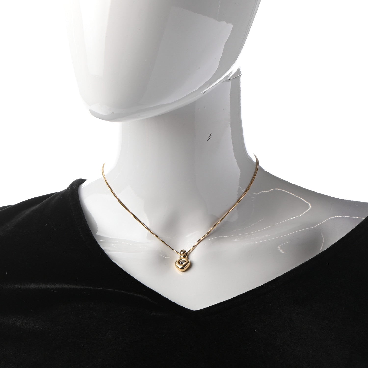 Christian Dior Crystal Heart Pendant Necklace Gold 2 of 5
