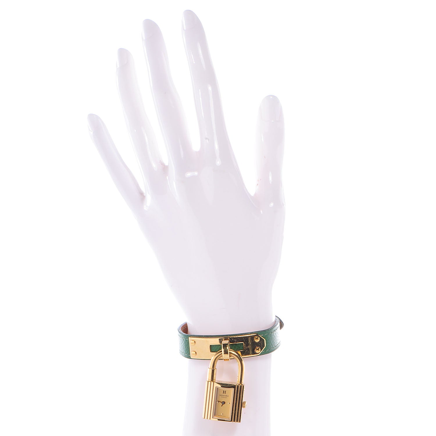 Hermes Stainless Steel Courchevel 20mm Kelly Cadena Quartz Watch Vert Clair 2 of 7
