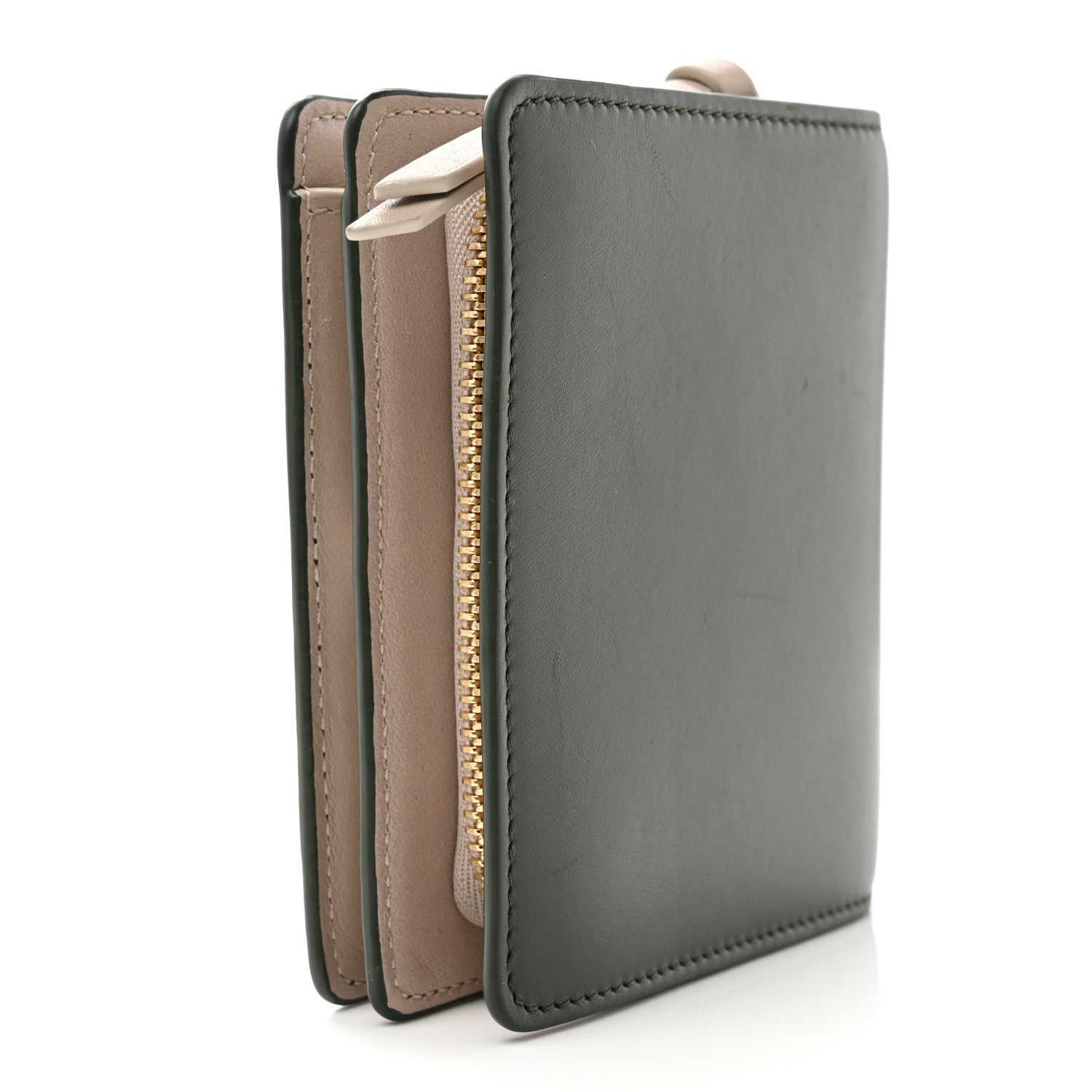 Loewe X SUNA FUJITA Satin Calfskin Panda Compact Zip Wallet Bottle Green 3 of 9