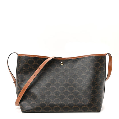 Celine Triomphe Canvas Calfskin Shopper Tote Tan 1 of 10