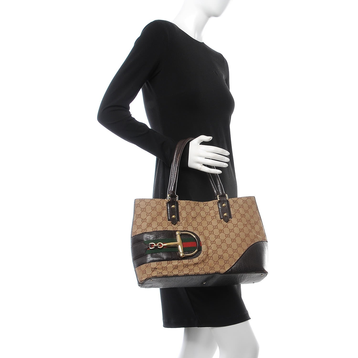 Gucci Monogram Medium Hasler Tote Dark Brown 2 of 13