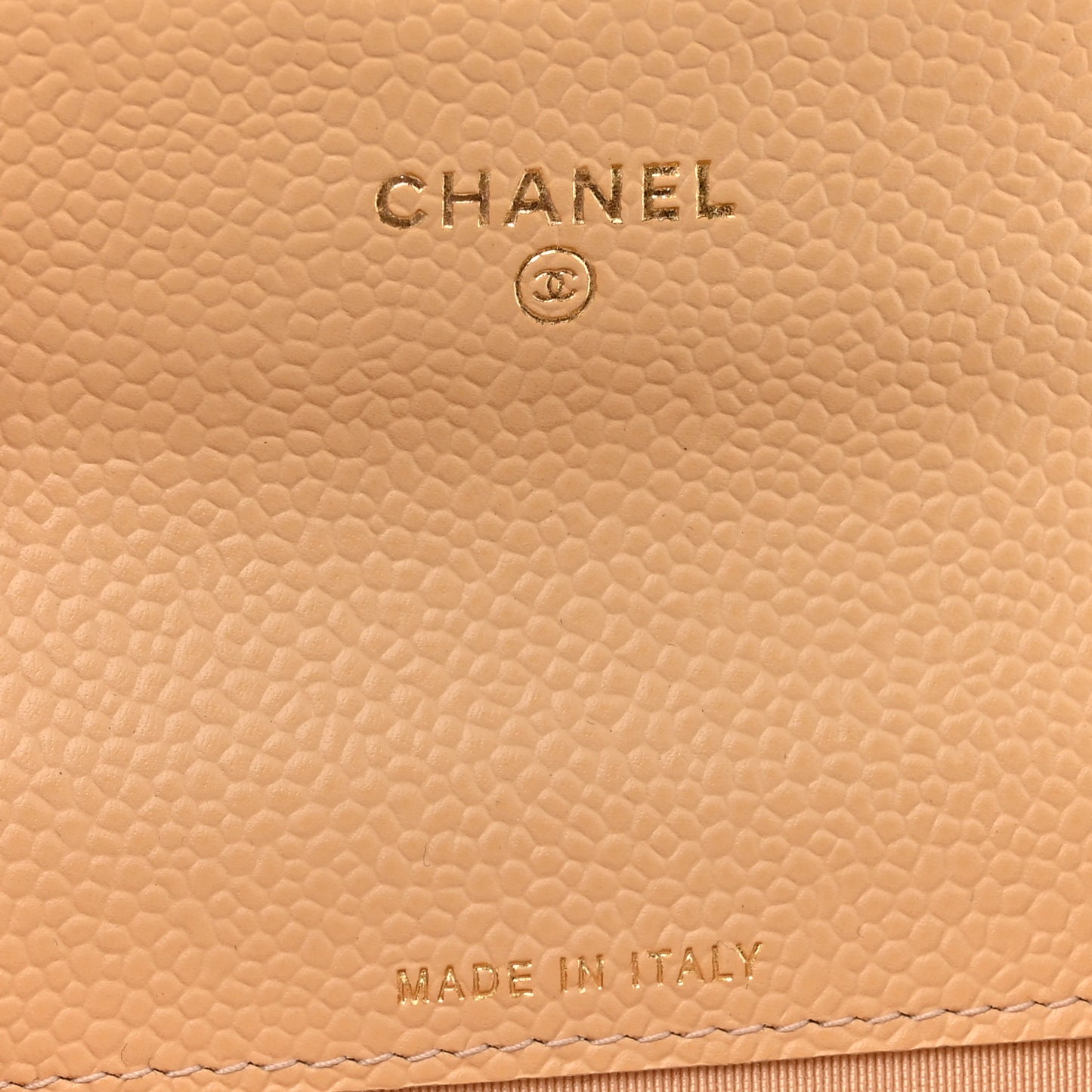 Caviar Quilted Flap Card Holder Light Beige